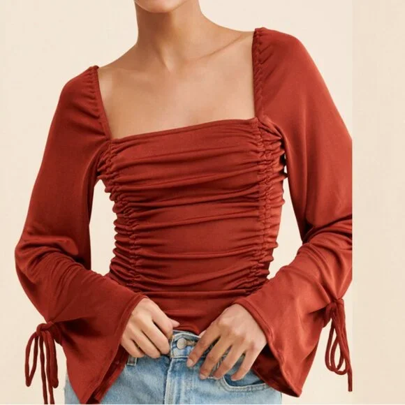 NWT Intimately Free People Meant To Be Women's Ruched Long Sleeve Bodysuit sz L - Picture 2 of 11